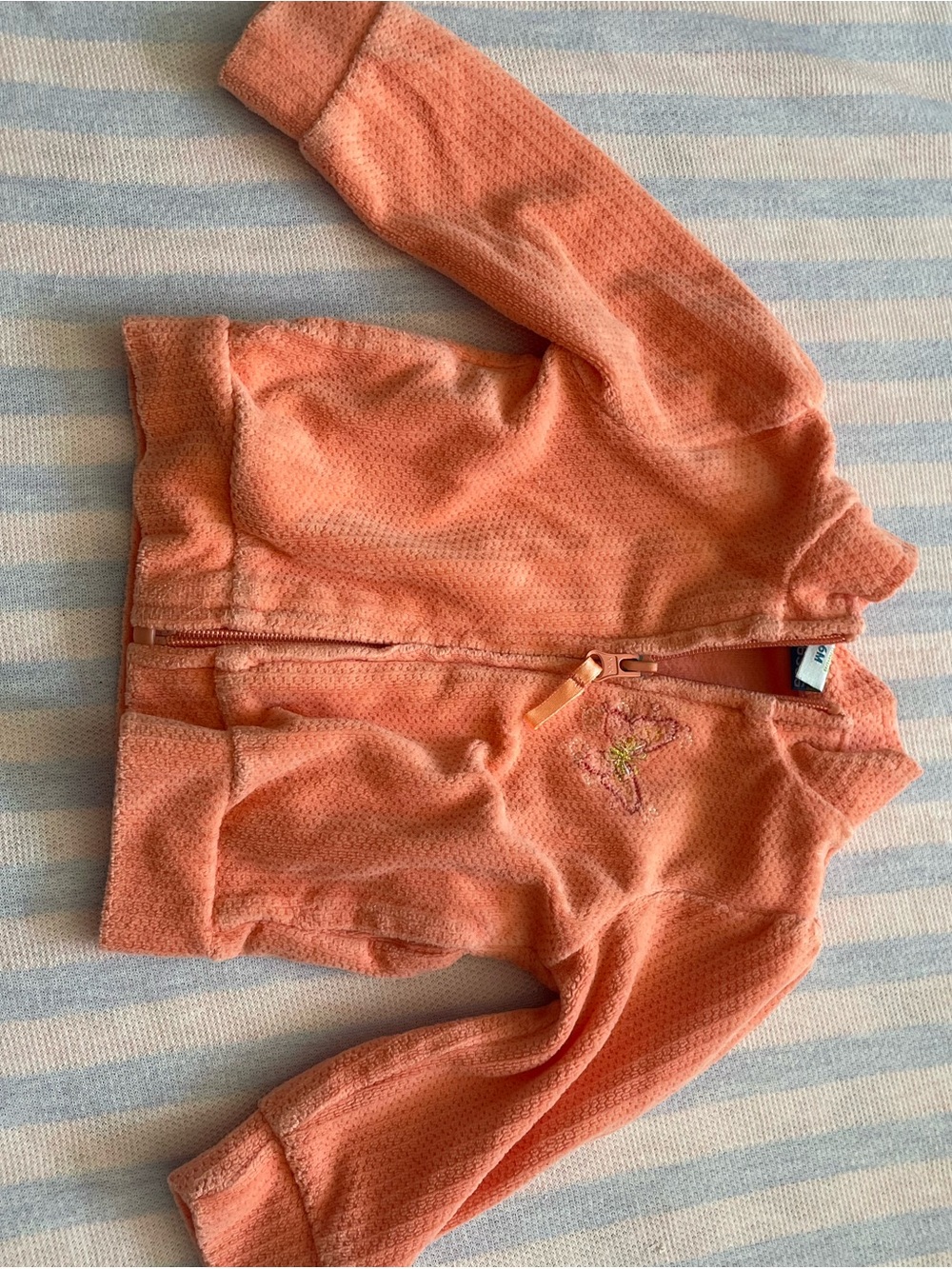 Vintage 6M Girls' Coral Zip-Front Hoodie Sweatshirt velour